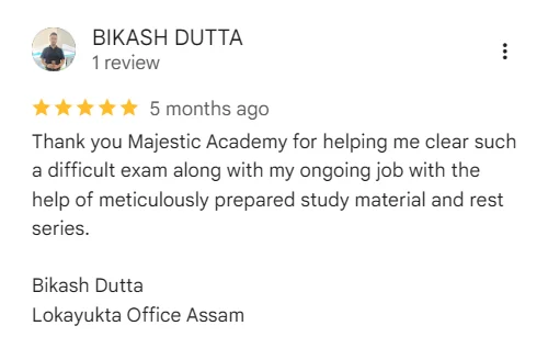 Google review recommendation explaining why Majestic is the most reliable educational institute in Assam.